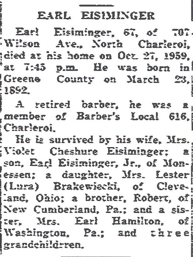 Earl Eisiminger obituary